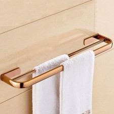 Rose Gold Copper Wall Mount Double Towel Bar Holder Bathroom Accessories fba874c