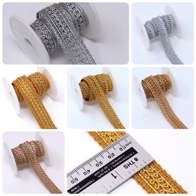 2 M 2 cm breit Metallic Jakobsmuschel Gota Zari Zopf Spitze Basteln Borte Verzierung Nähen