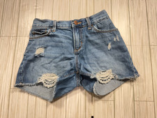 Old Navy Girls  Dark Blue Shorts   Ripped Hems, Embroidered Details   Size 12