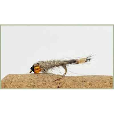 Hares Ear Nymph Trout Flies, 6 x Orange Hothead Hares Ear Size Choice Top Seller