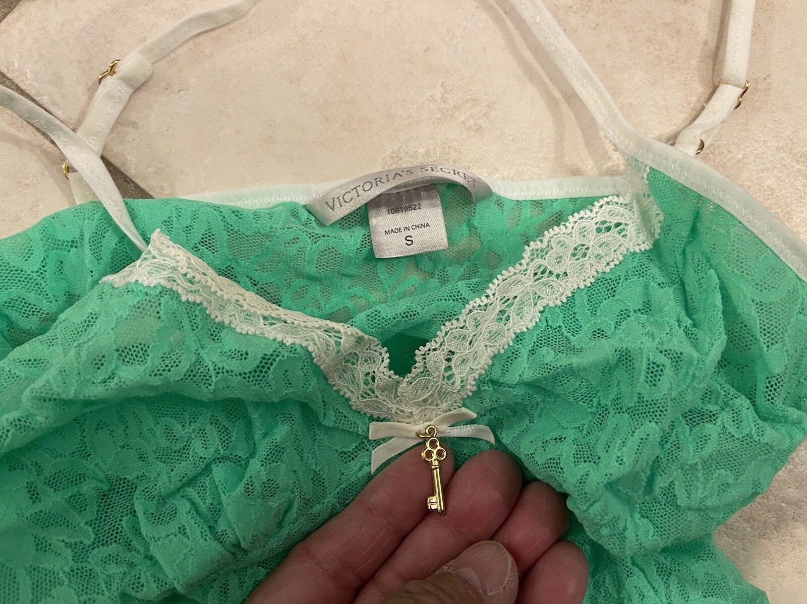 UNDERCOVER VICTORIA SECRET Sexy Spaghetti Bellissimo MINI ABITO BABYDOLL CLUB PIZZO VERDE S