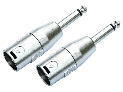 2er Set Adapter XLR male auf 6,3mm Klinkenstecker mono silber