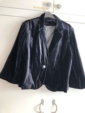 Vintage Laura Ashley Midnight Blue Velvet Evening Jacket 40 Inch Bust