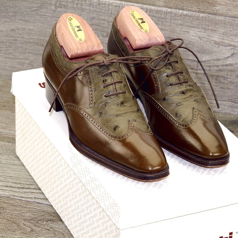 * NIB * $790 GRAVATI Arthur Beren Women's 6 N Olive genuine Ostrich * new Trees