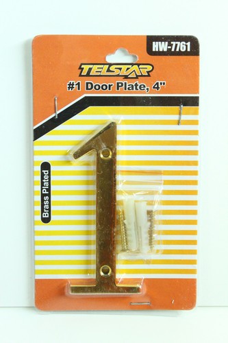 NEW 4" METAL DOOR PLATE NUMBERS POLISHED BRASS # 0 TO # 9 & DASH SIGN - 第 3/13 張圖片