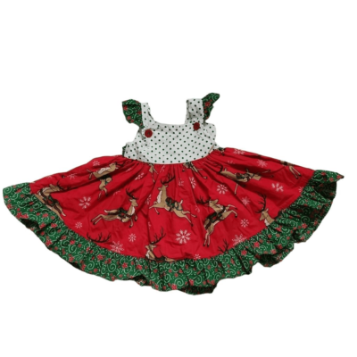 Eleanor Rose Girls Size 18 Months Red Green Reindeer Patterned Christmas  Dress | eBay
