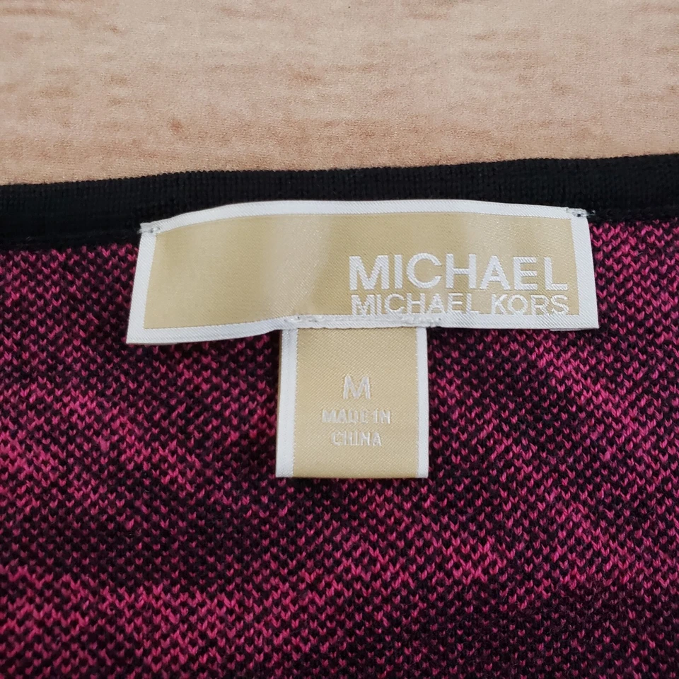 Camisa Michael Kors Mujer Mediana Negra Rosa Camiseta sin Mangas Tejida Cuello Cuadrado Damas Foto 4 de 4