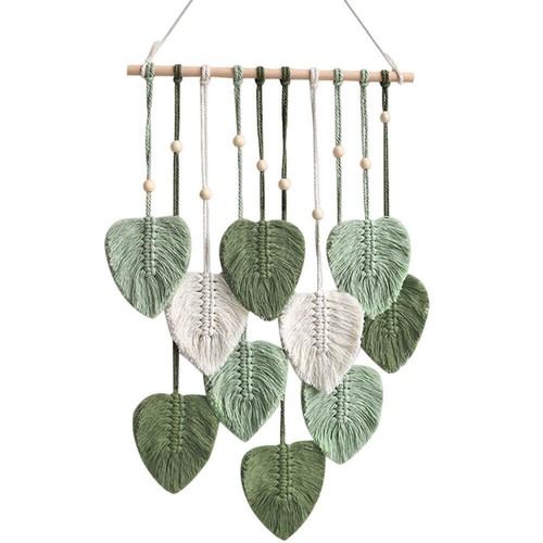 Macrame Handmade Woven Leaf Wall Hanging Bohemian Tassel Tapestry Boho Art Decor - Picture 24 of 49
