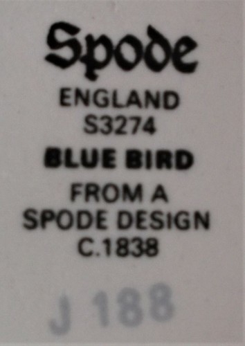 SPODE BLUE BIRD (S3274) FINE STONE CUP & SAUCER SET 2 3/4" x 3 1/2" EXCELLENT - Picture 5 of 7