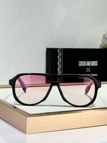 Cutler & Gross 9782 Men's Aviator Sunglasses Black Frame Pink Lenses - Picture 7 of 7