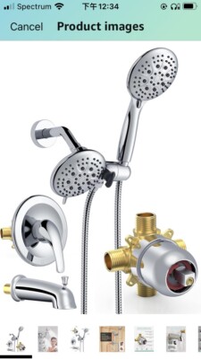 SR SUN RISE Shower System with Handheld and Rain Shower Combo Bathtub Tub Spout
