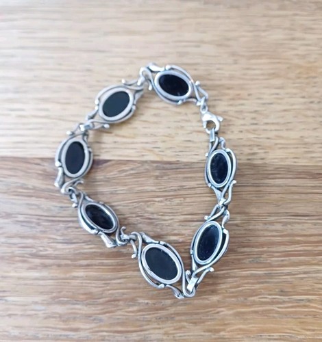 Vintage Baltic Sterling Silver Genuine Amber Bracelet 7 inches - Picture 4 of 10