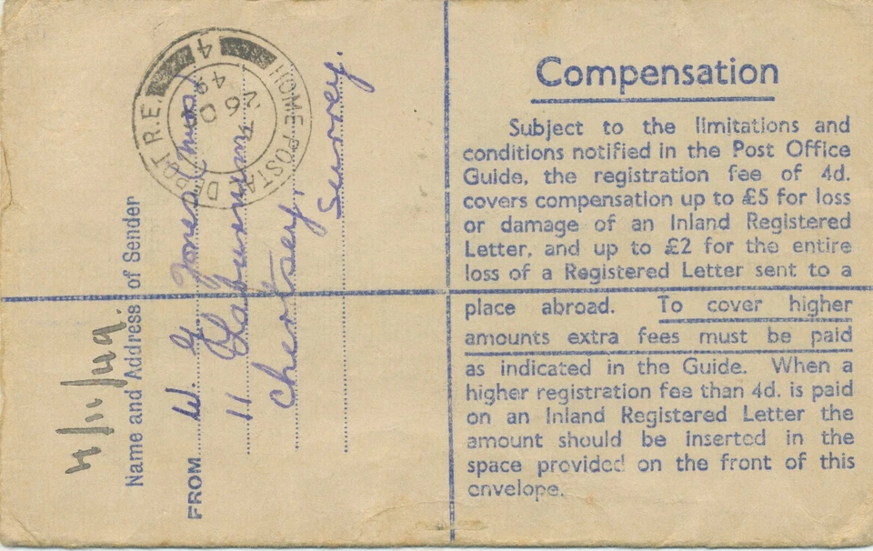 GB „CHERTSEY / SURREY“ CDS VF GVI 6 ½d Registered PS to British Troops in GREECE - Image 2 of 4