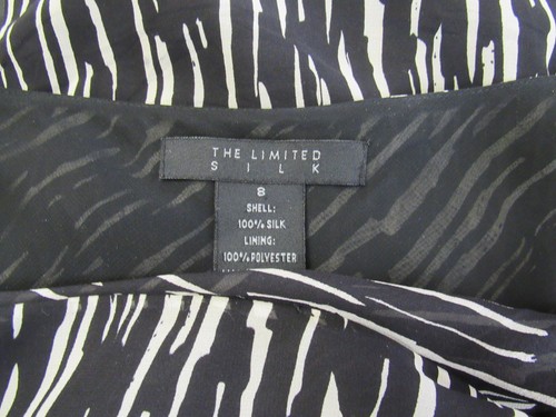 THE LIMITED SILK DRESS SIZE SIZE 8 BLACK WHITE RUFFLE OVERLAPPING BODICE LINED - Picture 6 of 12