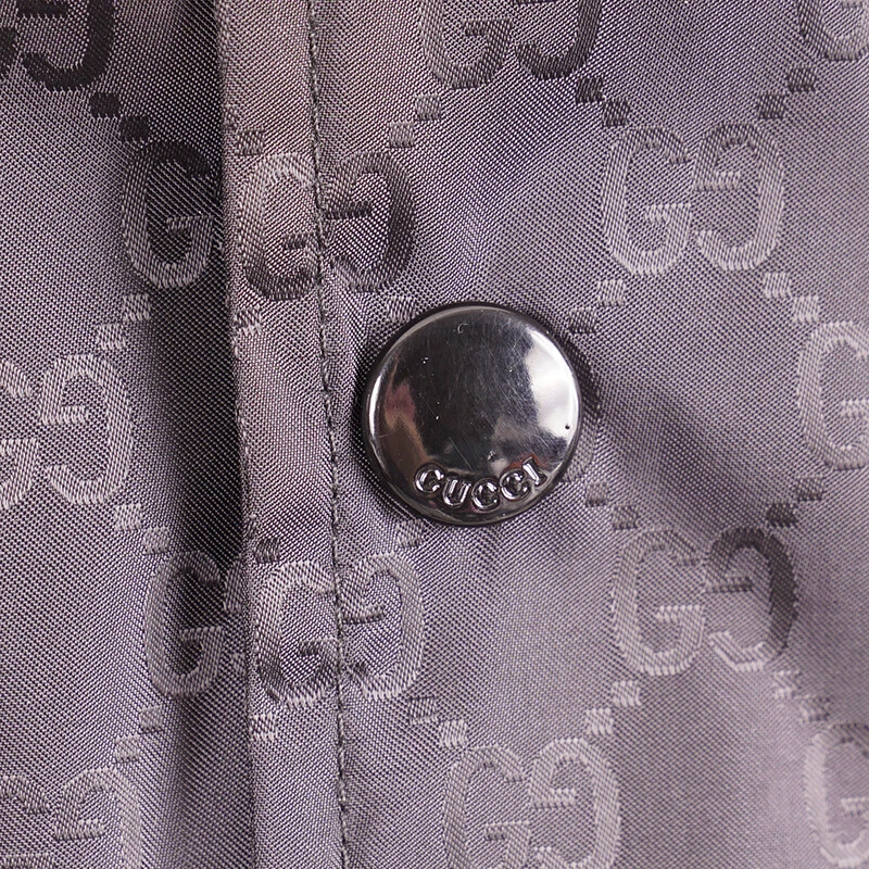 taglia 54 GIACCA FRANGIVENTO NUOVA $1900 GUCCI UOMO NERA GG JACQUARD CAPPUCCIO rimovibile