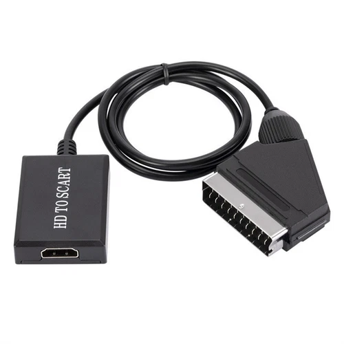 1Pcs HDMI To SCART Converter W/ Charge Cable 1080P Input HD Output Scart Adapter
