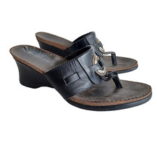 Ariat Sandals Womens US size 9B Eu 40M Black Leather Wedge Thong Western