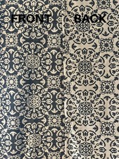 New Primitive BLACK MEDALLION COVERLET TABLE RUNNER Topper 48"
