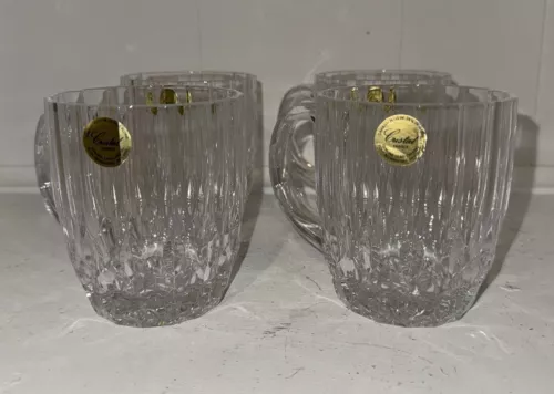 Cristal D'Arques Paul Sebastian Lead Crystal Set of (4) Coffee Tea Mugs FRANCE
