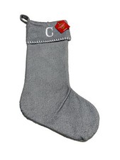 Monogram Christmas Personalised Silver Winter Velvet ThemeStocking Letter C 21  