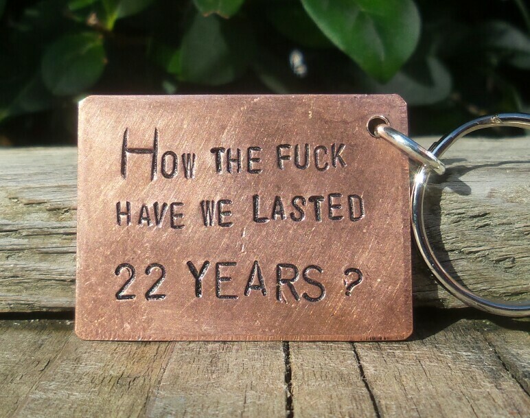 Funny 22 Years COPPER Keyring 22nd Wedding Anniversary Gifts