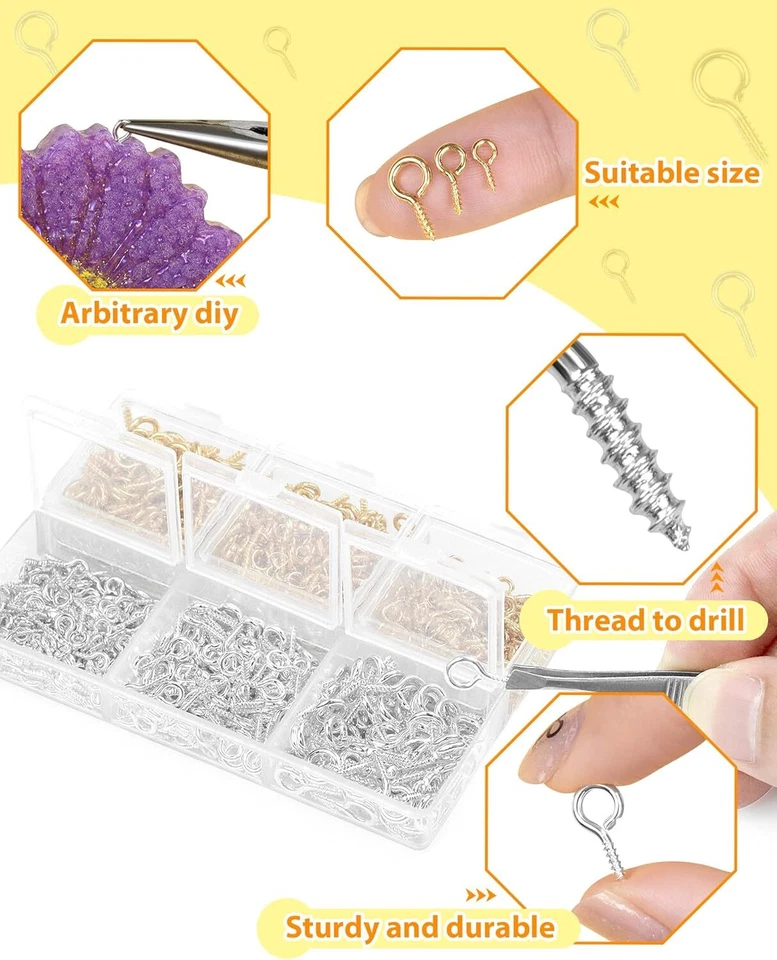 600 ШТ. Золотые Серебряные Маленькие Винтовые Заколки для Ювелирных Изделий Рукоделия Бусины Амулеты - Изображение 4 из 4