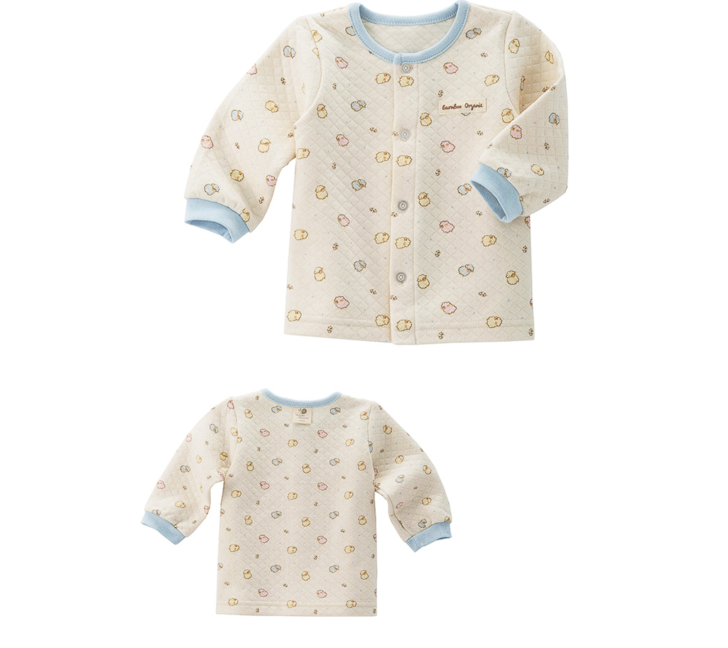 Organic Cotton Sheep Pattern Quilted Thermal Underwear Blue (06 Months