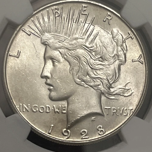 1928 S PEACE DOLLAR NGC MS 61 SMOOTH SILVER LUSTER OVER A DECENT  STRIKE,
