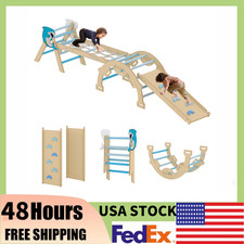 220 lbs Wooden Climbing Triangle Set w/Ramp Arch Jungle Gym for Toddlers 1-3