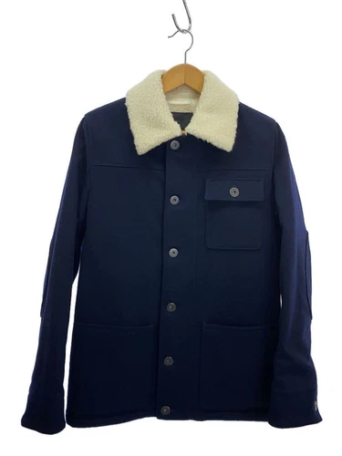 Giacca PRADA altra pelle di pecora L lana blu navy tinta unita SGN316 S162 usata