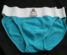 Vintage FIRENZE Premio Cotton Turquoise Net Underwear Brief M 1990s