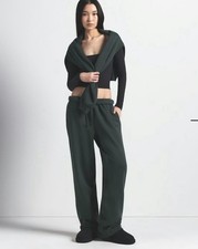 Skims Classic Straight Leg Cotton Fleece Pants   Spruce   Size S   New with Tags