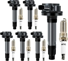 Set of 6 UF553 Ignition Coil Pack and Spark Plugs Combo Kit 5019 Compatible with