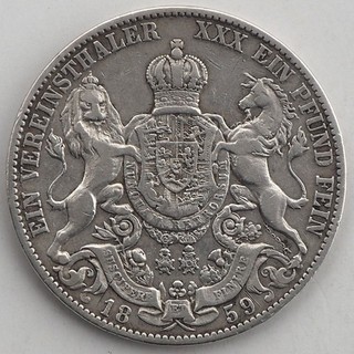 Hannover 1 Taler 1859 B Silber Georg V. (Vereinstaler)