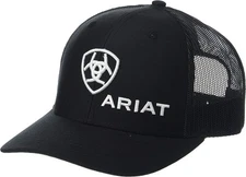 ARIAT Men's Shield Richardson 112 Snapback Cap, Black/White