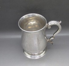 GEORGE III GOOD HEAVY SOLID STERLING SILVER PINT TANKARD 315g 11.5CM LONDON 1772
