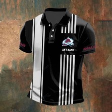 Colorado Avalanche Personalized Name Stripped Polo Design Fan Gear