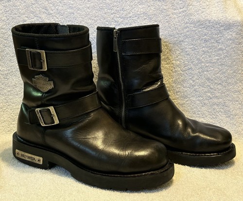 Bottes moto homme Harley Davidson 91724 cuir noir double boucle 10,5 - Photo 1/17