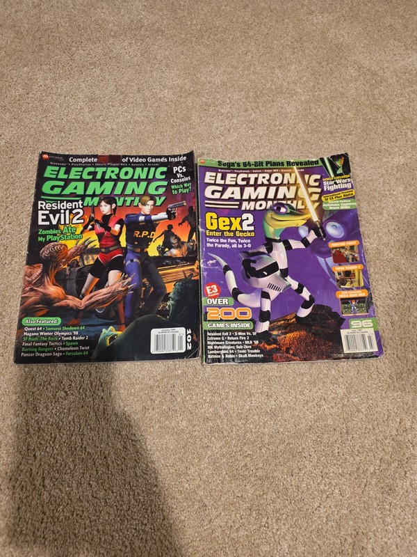 Electronic Gaming Monthly EGM #90 & #96 1997-1998 Lot Resident Evil 2 Gex 2
