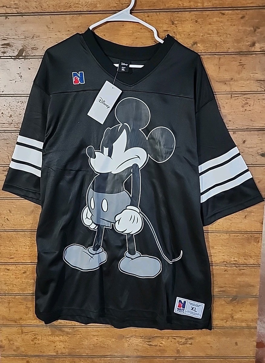 NEFF Disney Mickey Mouse Size XL Football Jersey Black/White. NWT