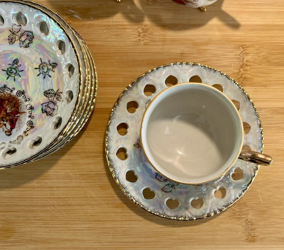 WKM 1888 Ellis LD Perlmutt Porzellan Service 6 Tasse mit 6 Unterteller - Bild 4 von 4