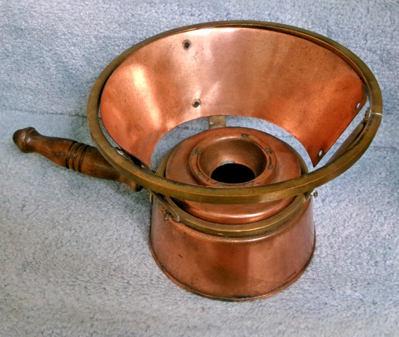 Antique Bazar Francais 666 Sterno Copper & Brass Chafing Dish Food Warmer