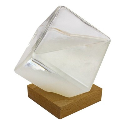 Sturmglas in Würfelform Wetterstation aus Holz/Glas 8,5 x 14 cm Sea-Club