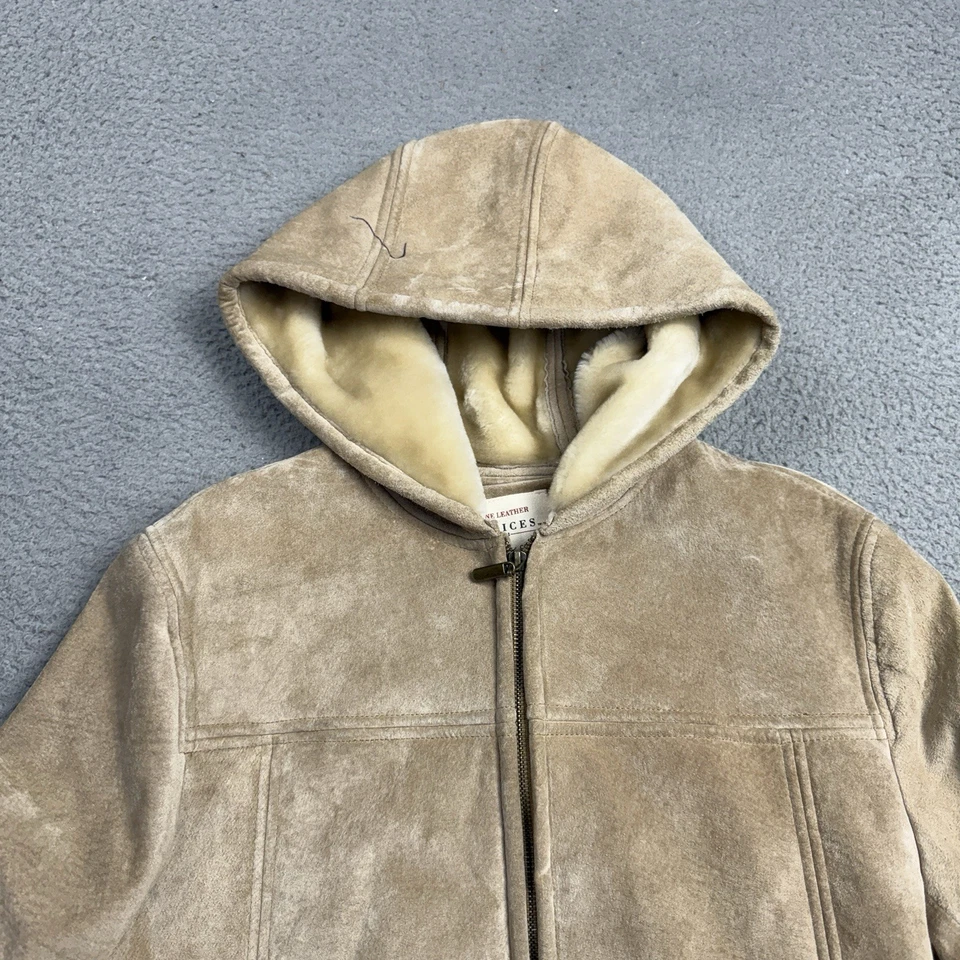 Maurices 夹克女式小号棕褐色麂皮绒皮革人造毛皮衬里 — 第 2/4 张图片