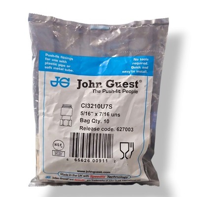 John Guest CI3210U7S Faucet Connector UNS - 5/16'' x 7/16'' UNS - 10PK