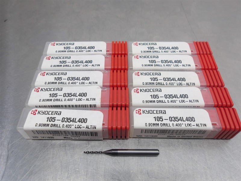 10 NEW! Kyocera 0.90mm Carbide Drill 0.400" LOC 105-0354L400