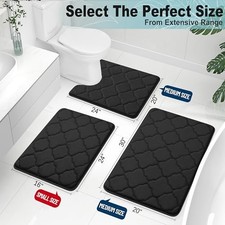 OLANLY Memory Foam Bath Mat Rug 24x16, Ultra Soft Bathroom Rugs, Black Thick A
