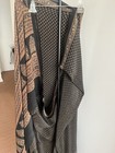 New 100% Silk Heavy Crepe Saree RITU KUMAR Style Black Beige Rust Floral Paisley — photo 9