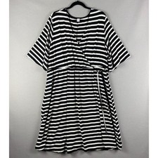 Old Navy Faux Wrap Dress Womens 3X Jersey Striped Stretch V Neck Casual NEW