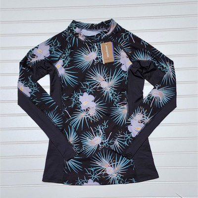 NWT Patagonia Women's Micro Swell Bayou Palmetto: Ink Black Rashguard Size XS